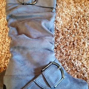 Gray Calf High Boots